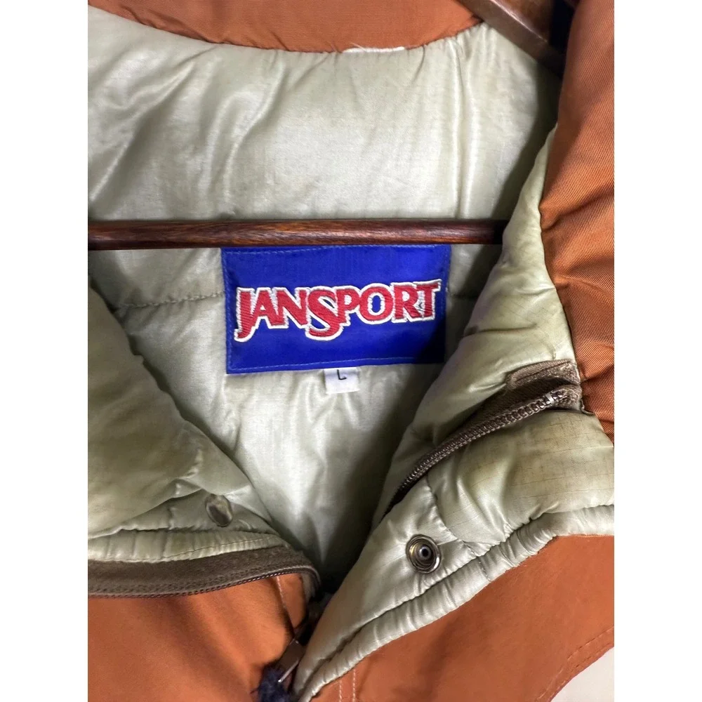 Vintage Jansport‎ Color Block Puffer Jacket Brown Tan Western Style Size L